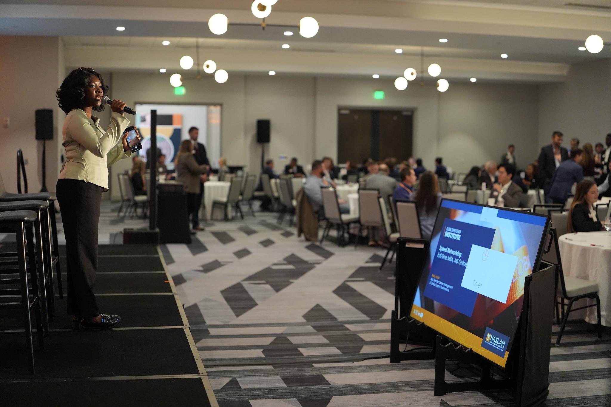 Master of Ceremonies: Guiding professional networking at the Haslam College of Business.